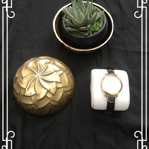 Anne Klein Black & Gold Watch